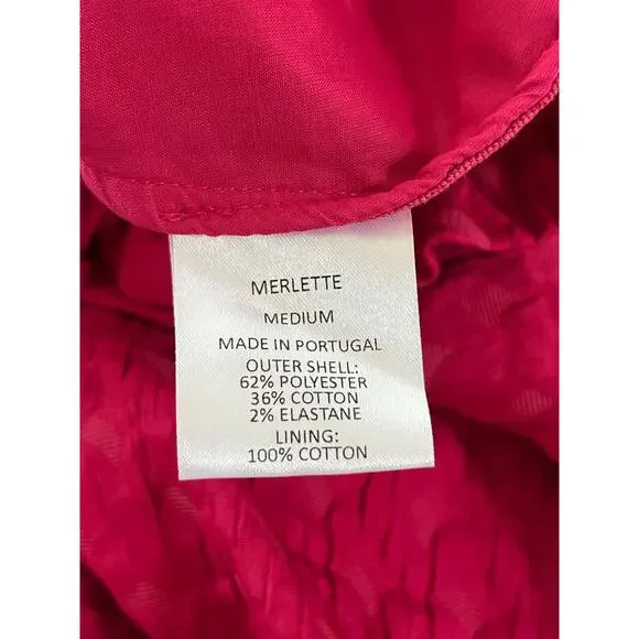 Merlette Smocked Waist Textured Shorts 4 inch Womens Medium Hot Pink Beach Artsy - Picture 14 of 15